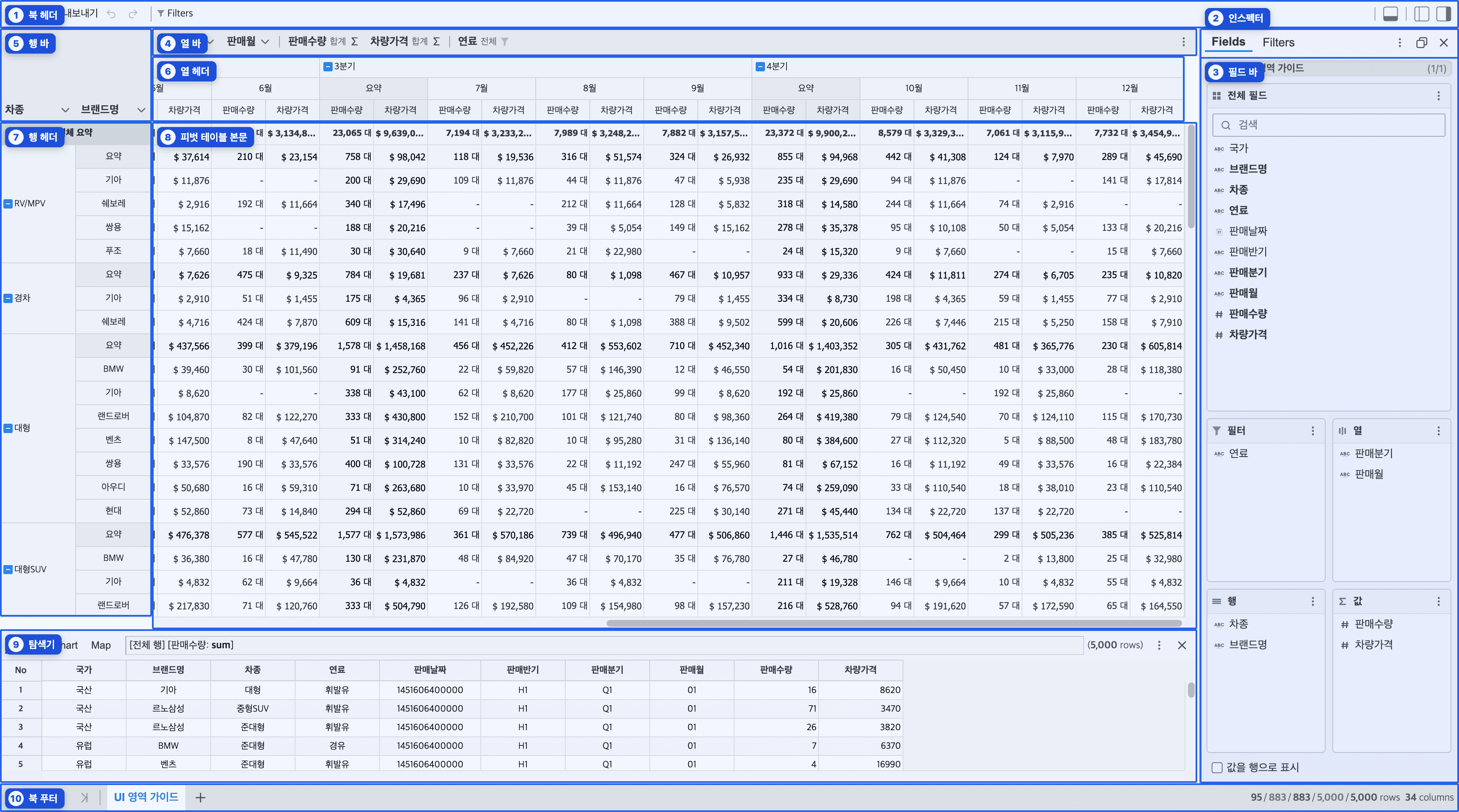 RealPivot2 UI ์์ญ ๊ตฌ์ฑ